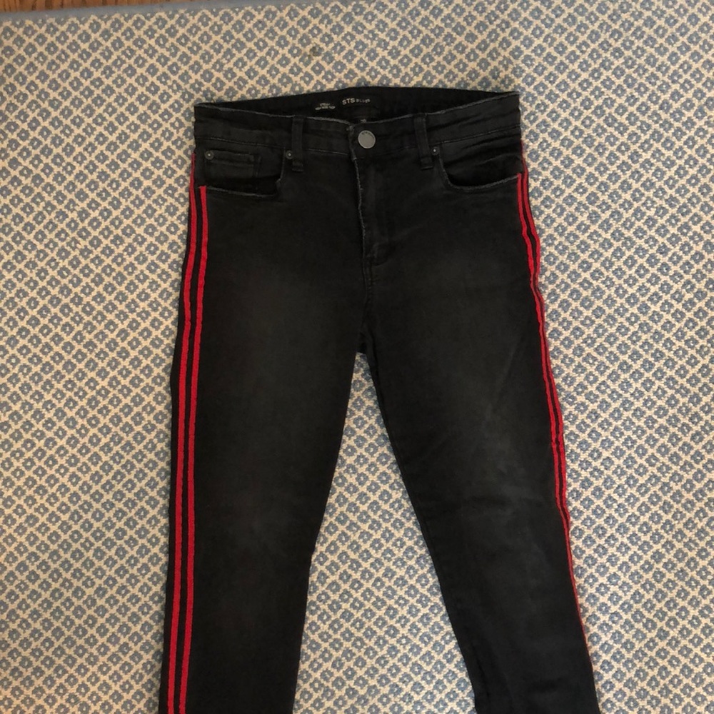 Black STS Blue jeans with red stripes